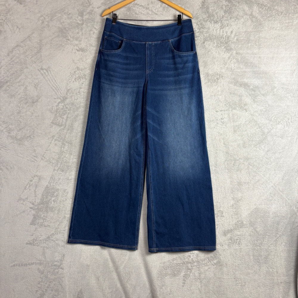 Halara Flex Denim Wide Leg Pull On Jeans Blue Tall XL High Rise Athleisure NWT
